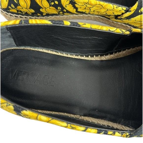 VERSACE EXCELLENT MEN’S BAROQUE GOLD BLACK ESPADRILLES SIZE 12 / 45 - Picture 2 of 11